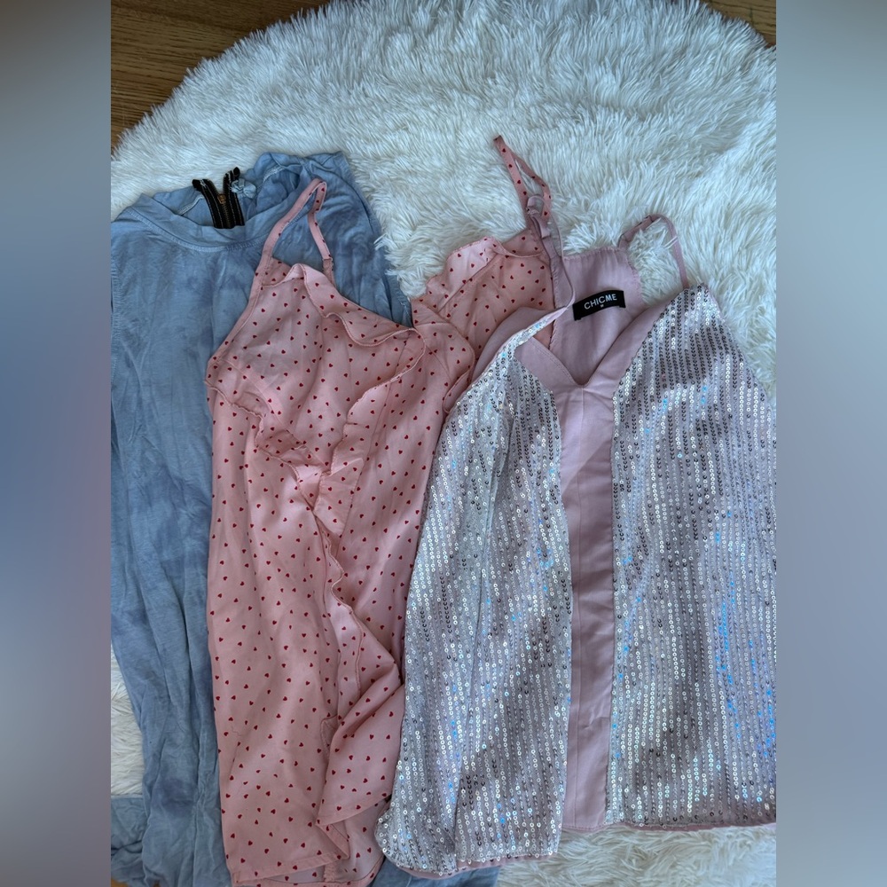 Chic Pink and Silver Sequin Tank Lot